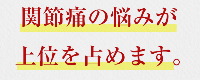 関節痛の悩みが 上位を占めます。